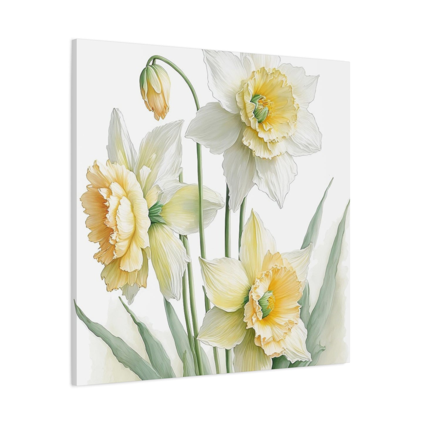 Matte Canvas, Stretched, 1.25" beautiful flowers white and yellow.