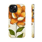 Floral Phone Case with Orange Flower Design, Tough Phone Cover, Floral Gift, Stylish Tech Accessory, Nature Lovers, Spring Vibes