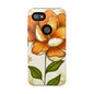 Floral Phone Case with Orange Flower Design, Tough Phone Cover, Floral Gift, Stylish Tech Accessory, Nature Lovers, Spring Vibes