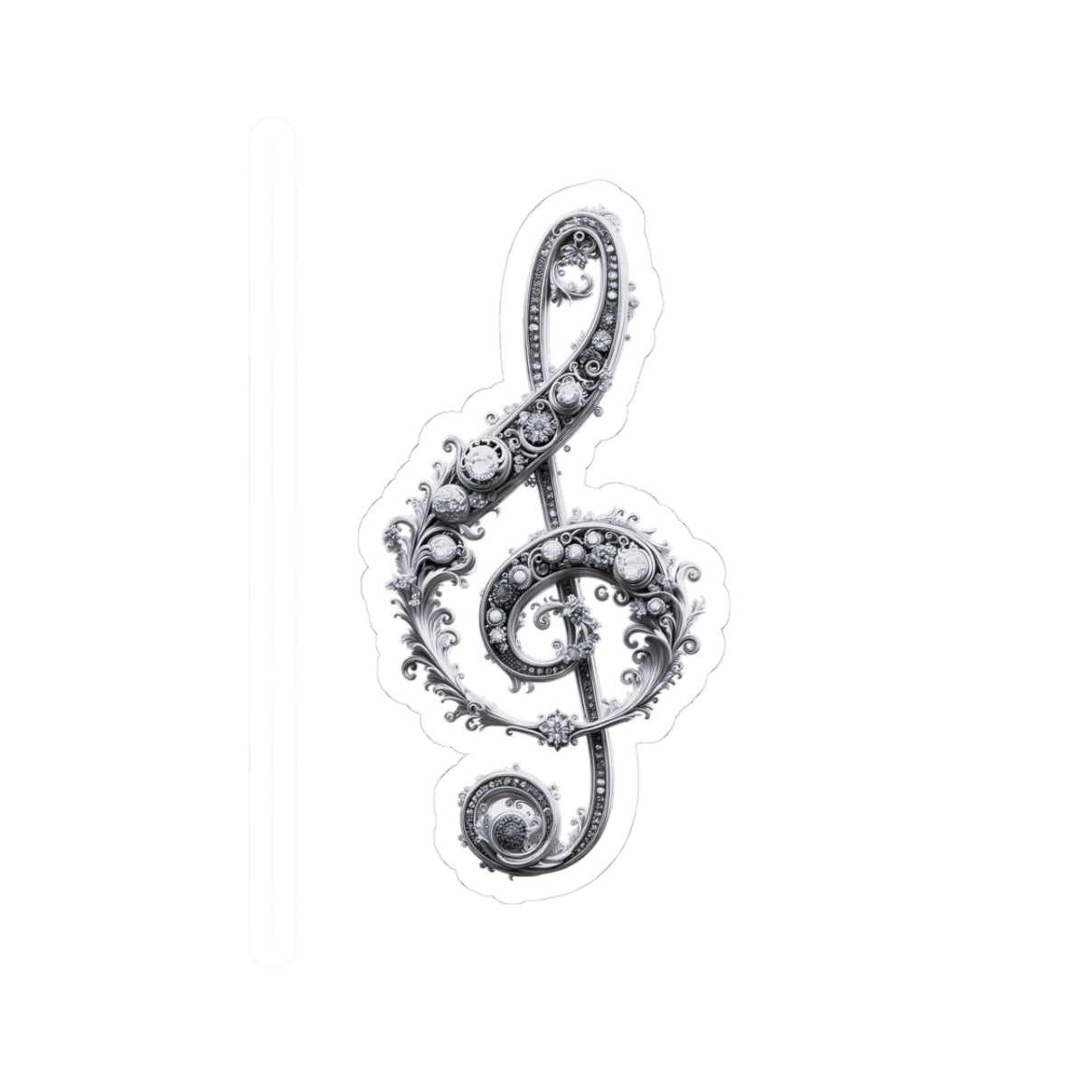 Ornate Treble Clef Kiss-Cut Sticker — Decorative Music Note Decal for Laptops & Instruments