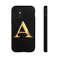 Custom Phone Case with Gold Letter A, Monogrammed Gift, Tough Protective Case, Personalized Phone Accessory, Unique Phone Cover