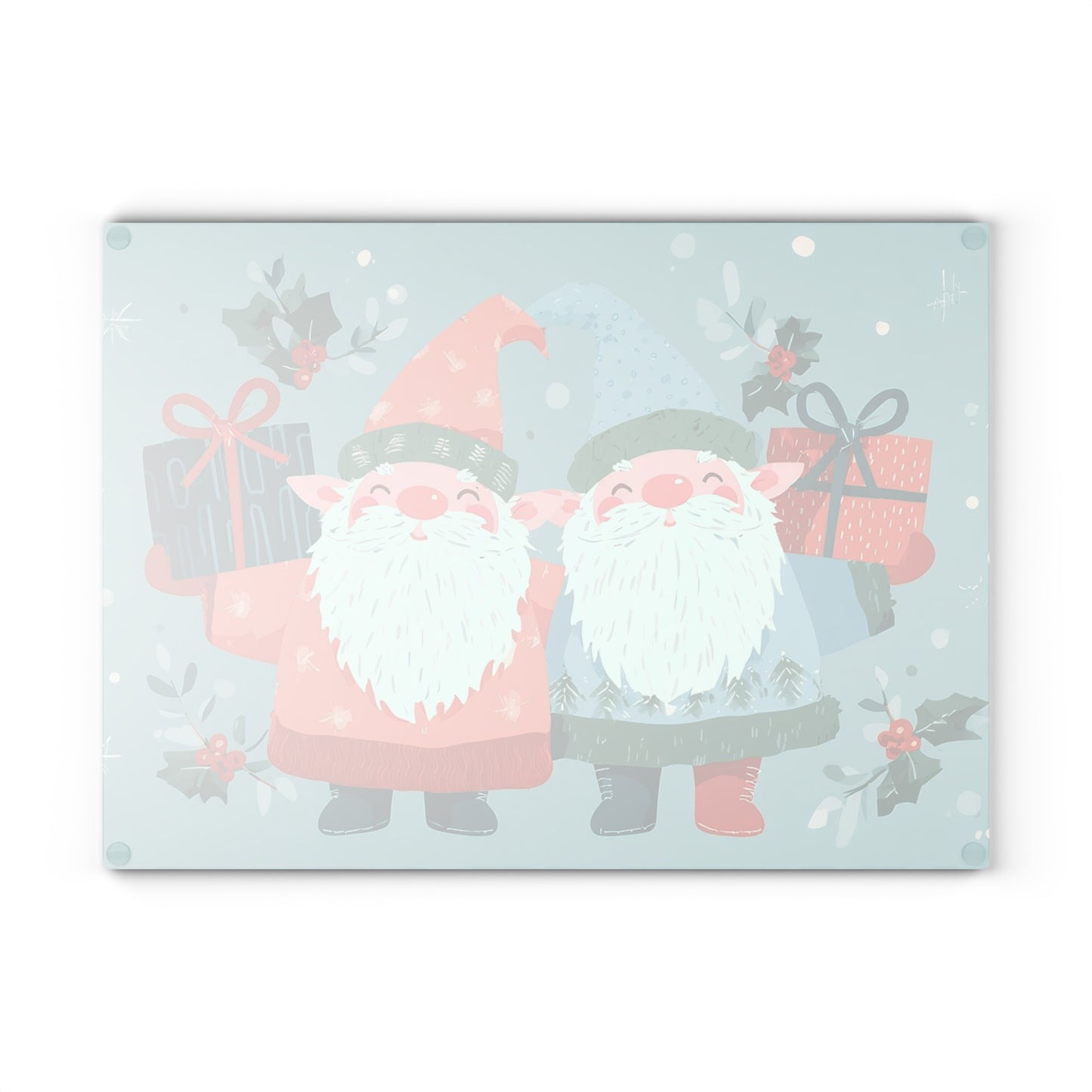 Christmas Gnome Glass Cutting Board, Holiday Kitchen Decor, Gift for Foodies, Gnome Lover Gift, Festive Kitchen Accessory