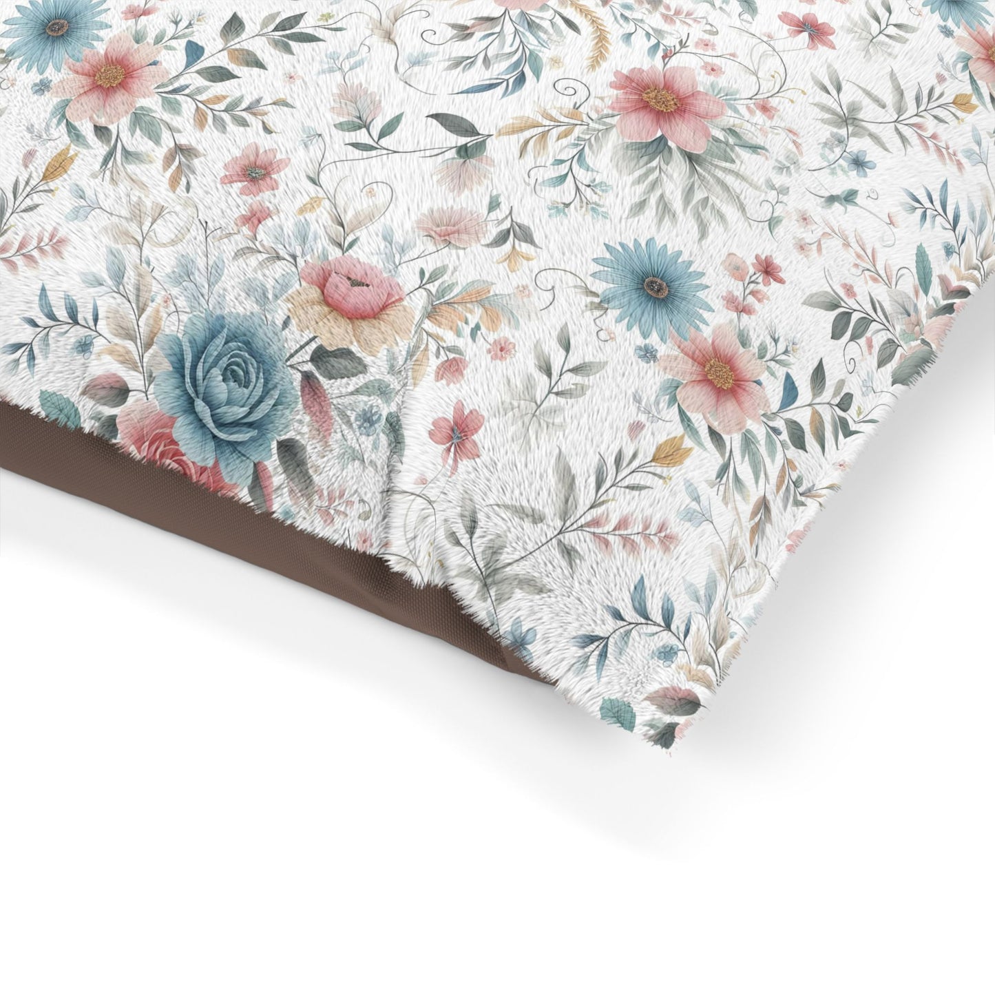 Floral Pet Bed - Cozy Furry Dog & Cat Bed, Decorative Cushion for Pets, Gift for Pet Lovers, Comfortable Pet Sleeping Pad