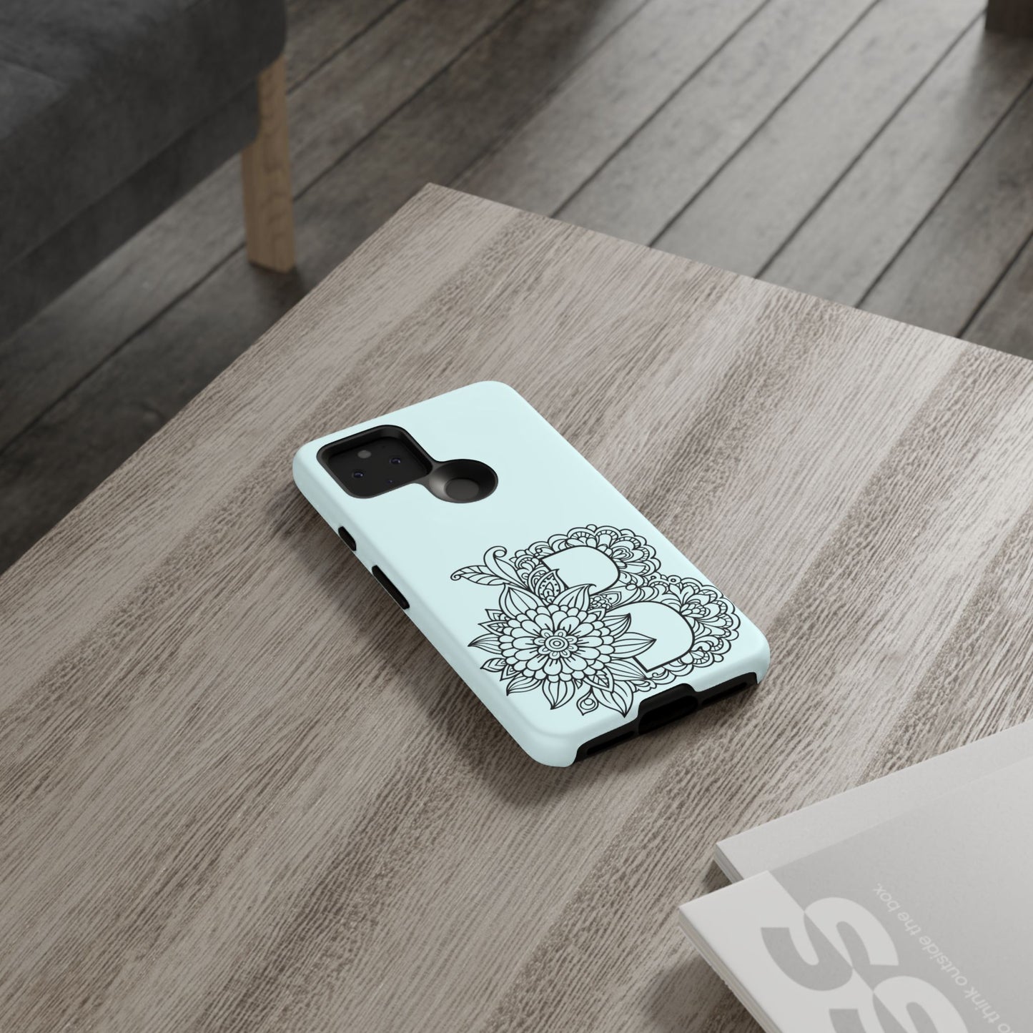 Personalized Tough Phone Case- Letter B, Floral Monogram Cell Phone Cover, Custom Protective Case, Unique Gift, Birthday, Graduation