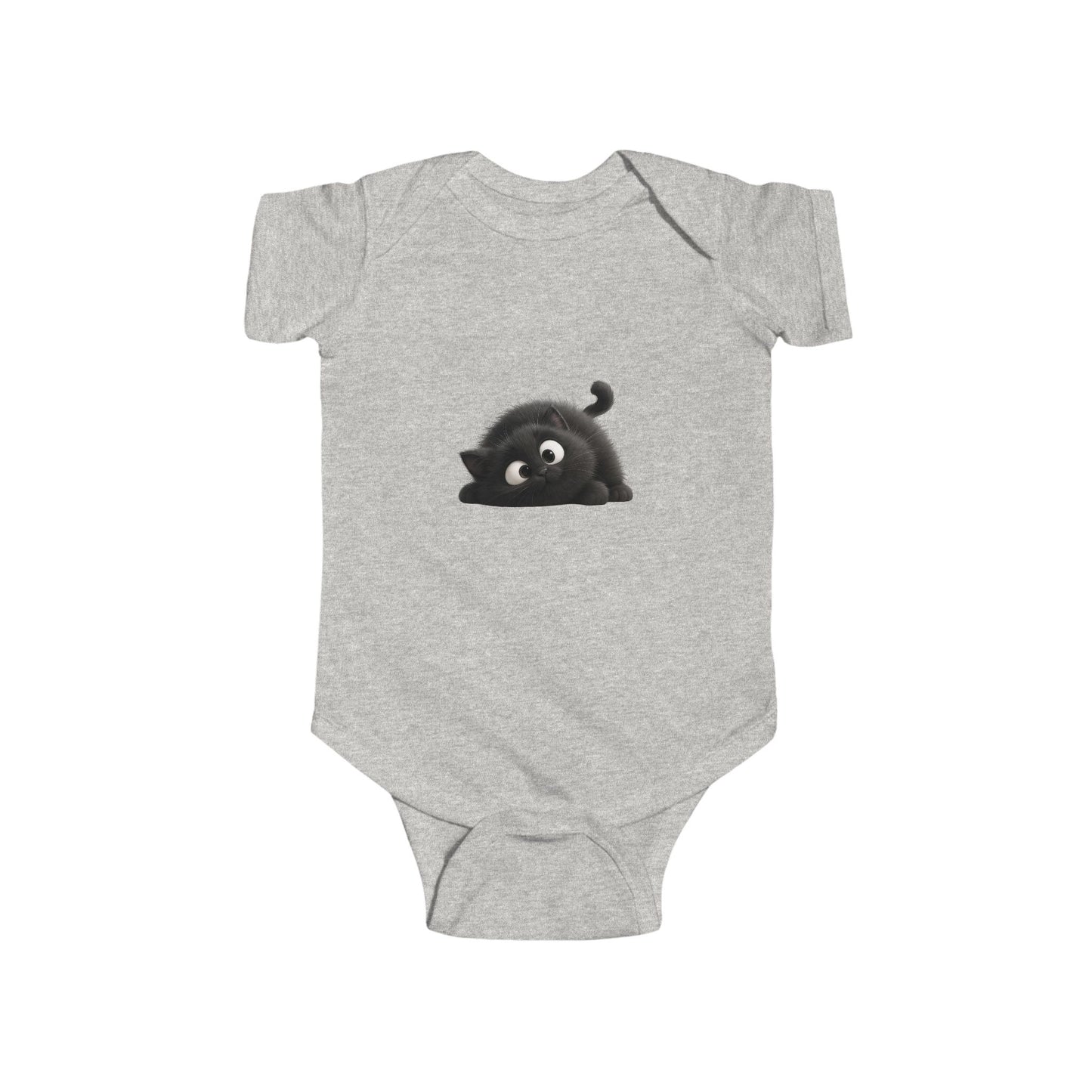 Cute Black Kitten Infant Bodysuit — Playful Baby Onesie