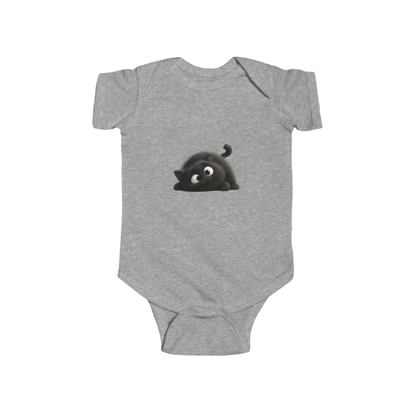 Cute Black Kitten Infant Bodysuit — Playful Baby Onesie