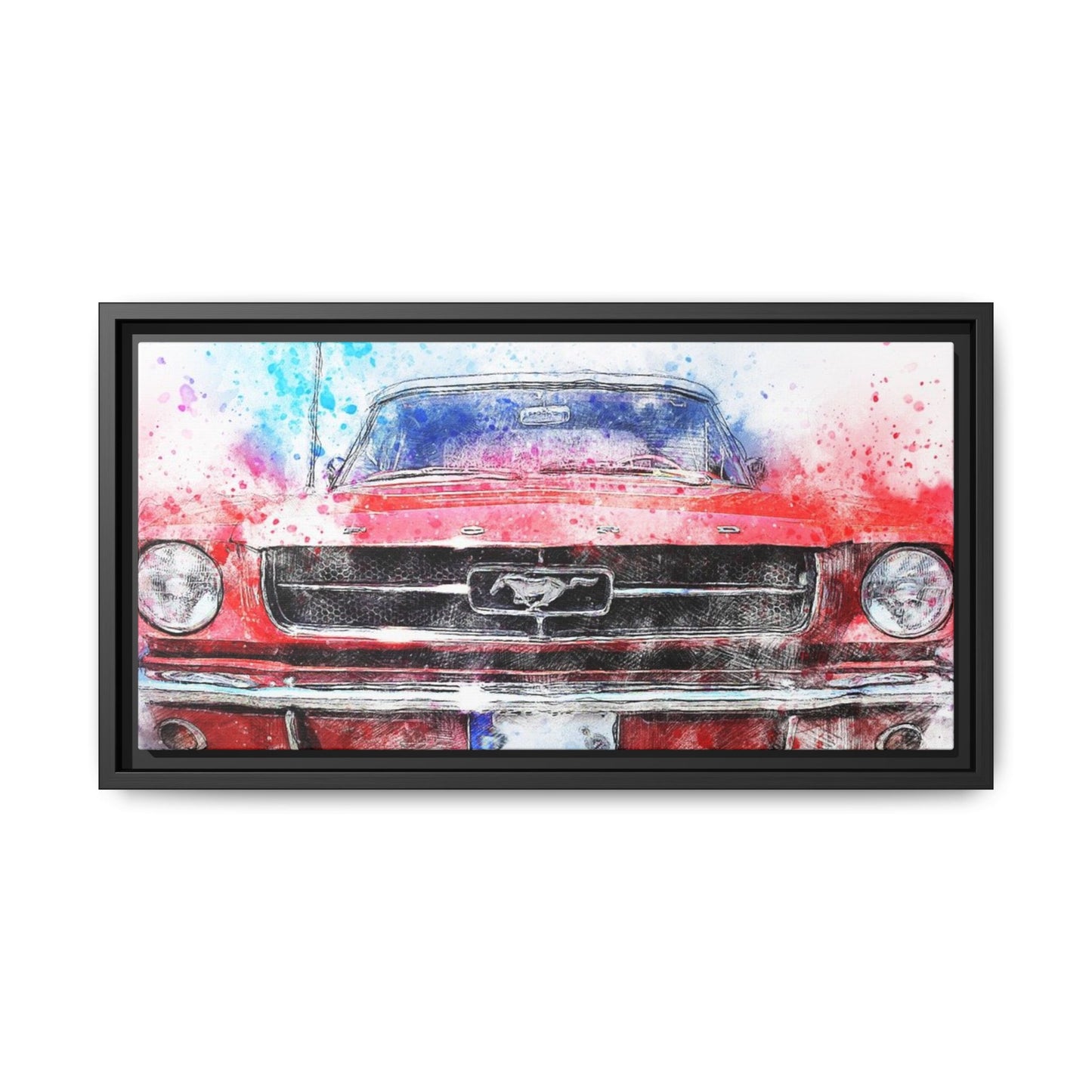 Matte Canvas, Framed Mustang Car