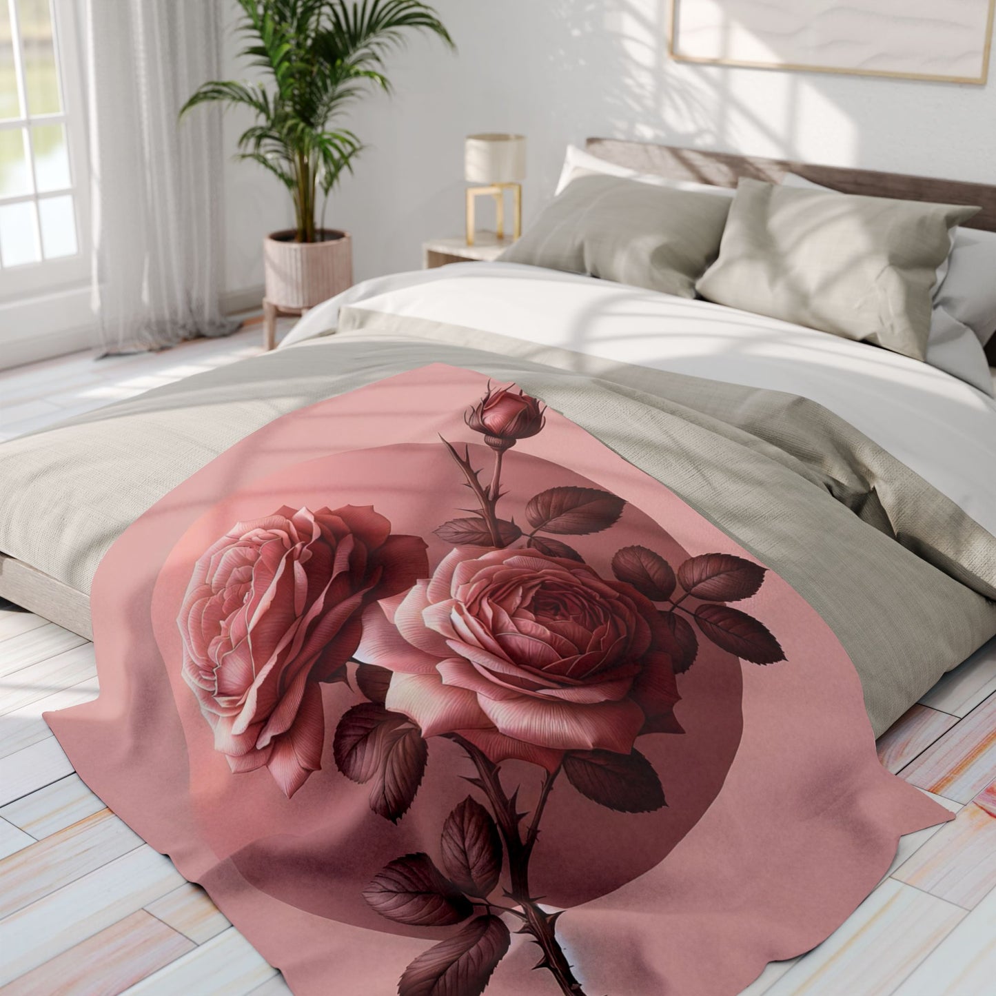 Rose Petal Arctic Fleece Blanket, Cozy Throw Blanket, Floral Home Decor, Gift for Her, Wedding Present, Winter Warmth