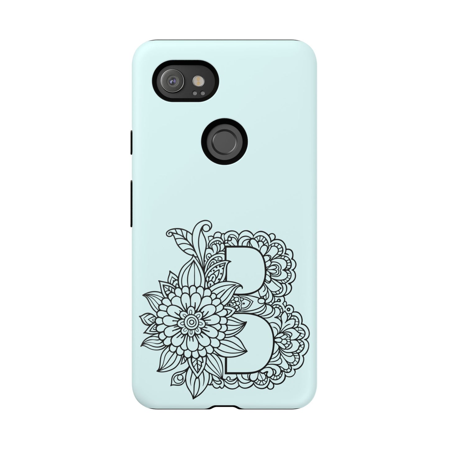 Personalized Tough Phone Case- Letter B, Floral Monogram Cell Phone Cover, Custom Protective Case, Unique Gift, Birthday, Graduation
