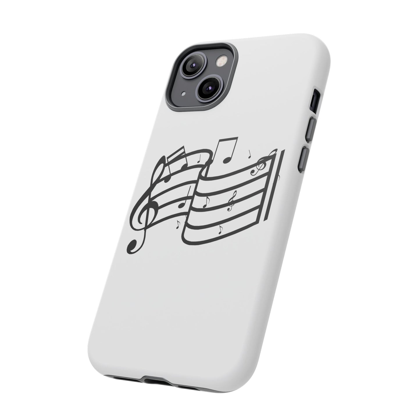 Musical Notes Phone Case — Black Treble Clef Music Staff Tough Case