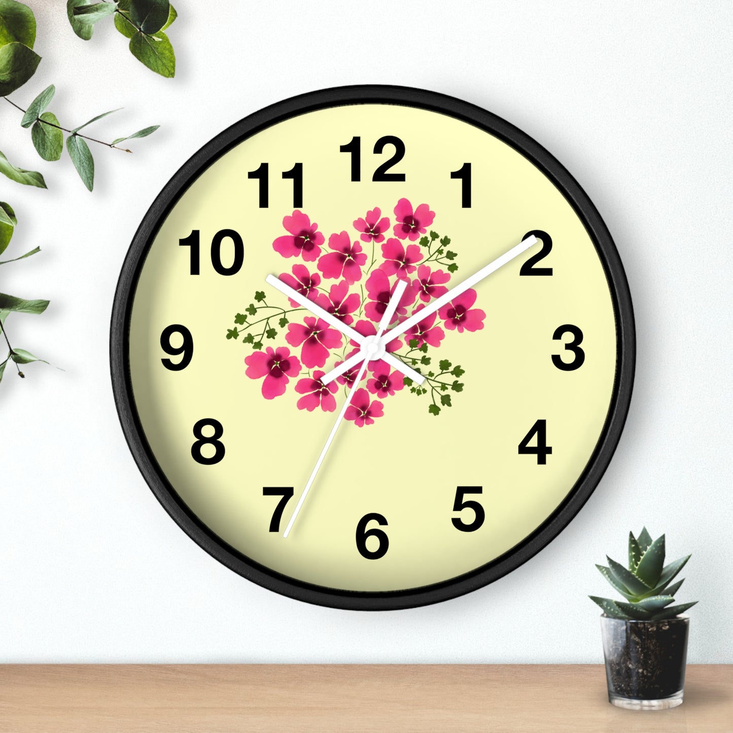 Floral Wall Clock with Pink Flowers, Home Decor, Gift for Gardening Enthusiasts, Mother's Day Present, Living Room Accent, Spring Vibes