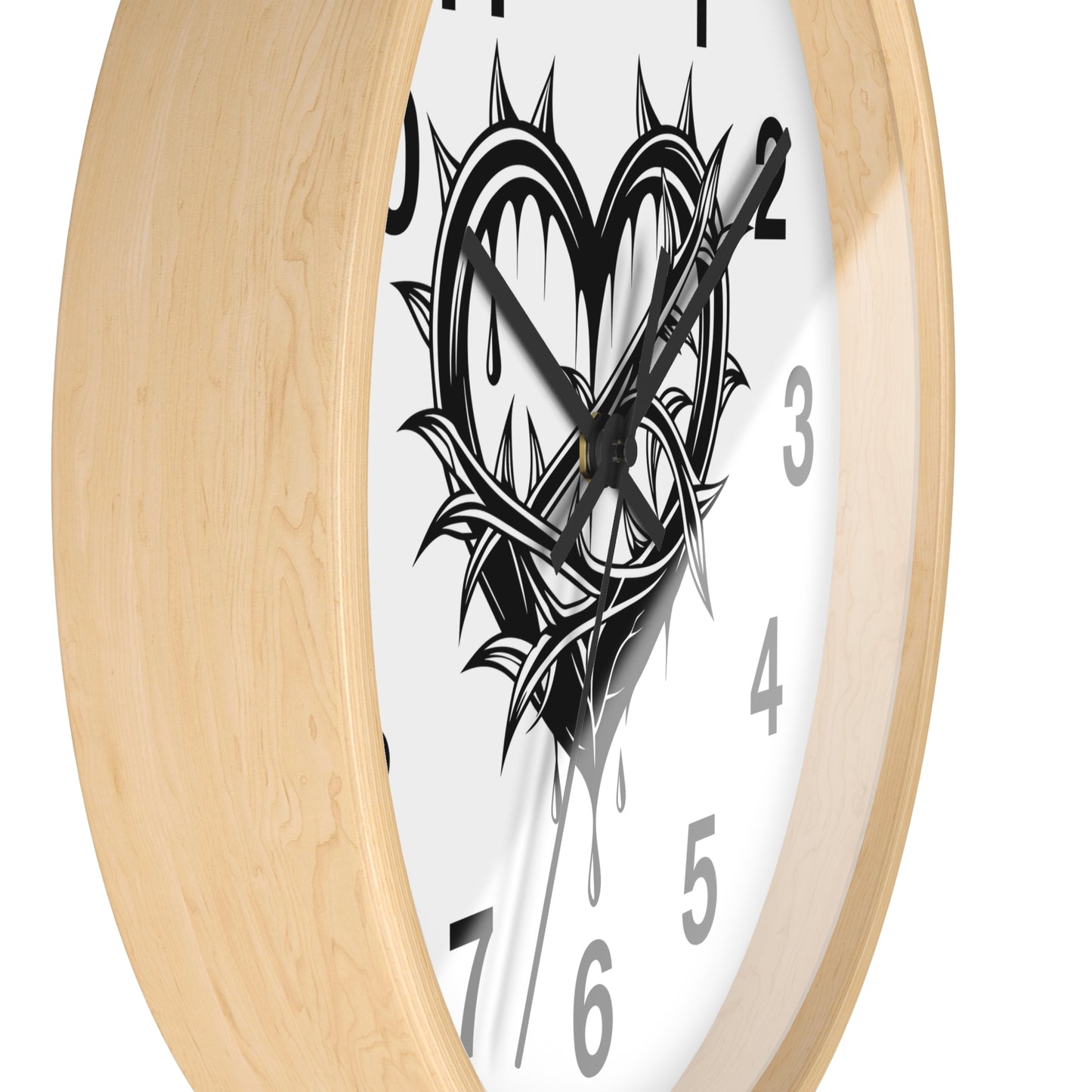 Heart & Thorns Wall Clock - Gothic Decor, Home Wall Art, Unique Timepiece, Perfect Gift for Her, Stylish Home Accessories