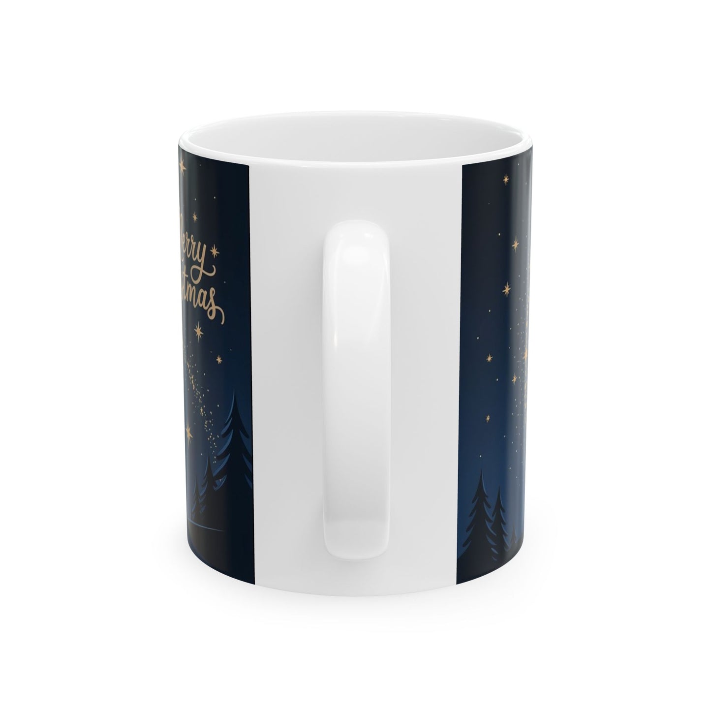 Christmas Starry Night Mug — Silhouette Parents & Child with Shooting Star (11oz/15oz)