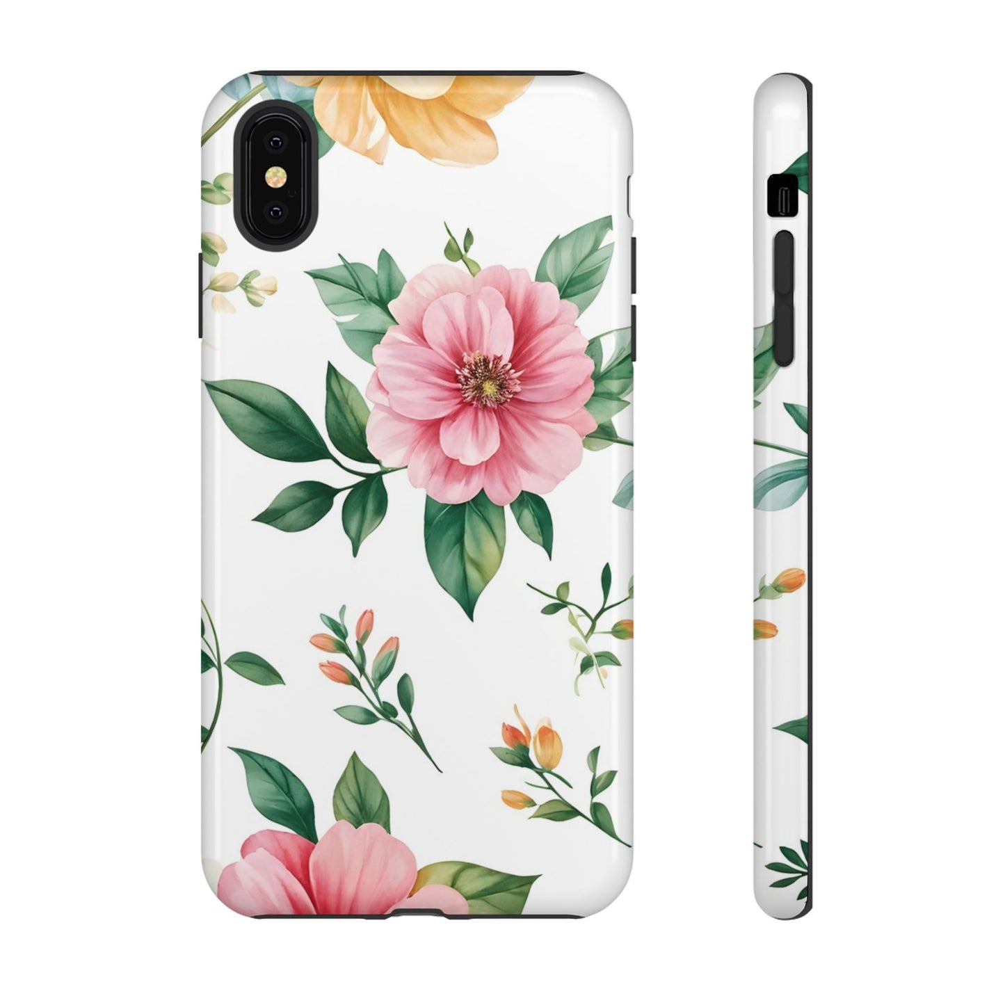 Floral Tough Phone Case — Pink Peony Protective Phone Cover