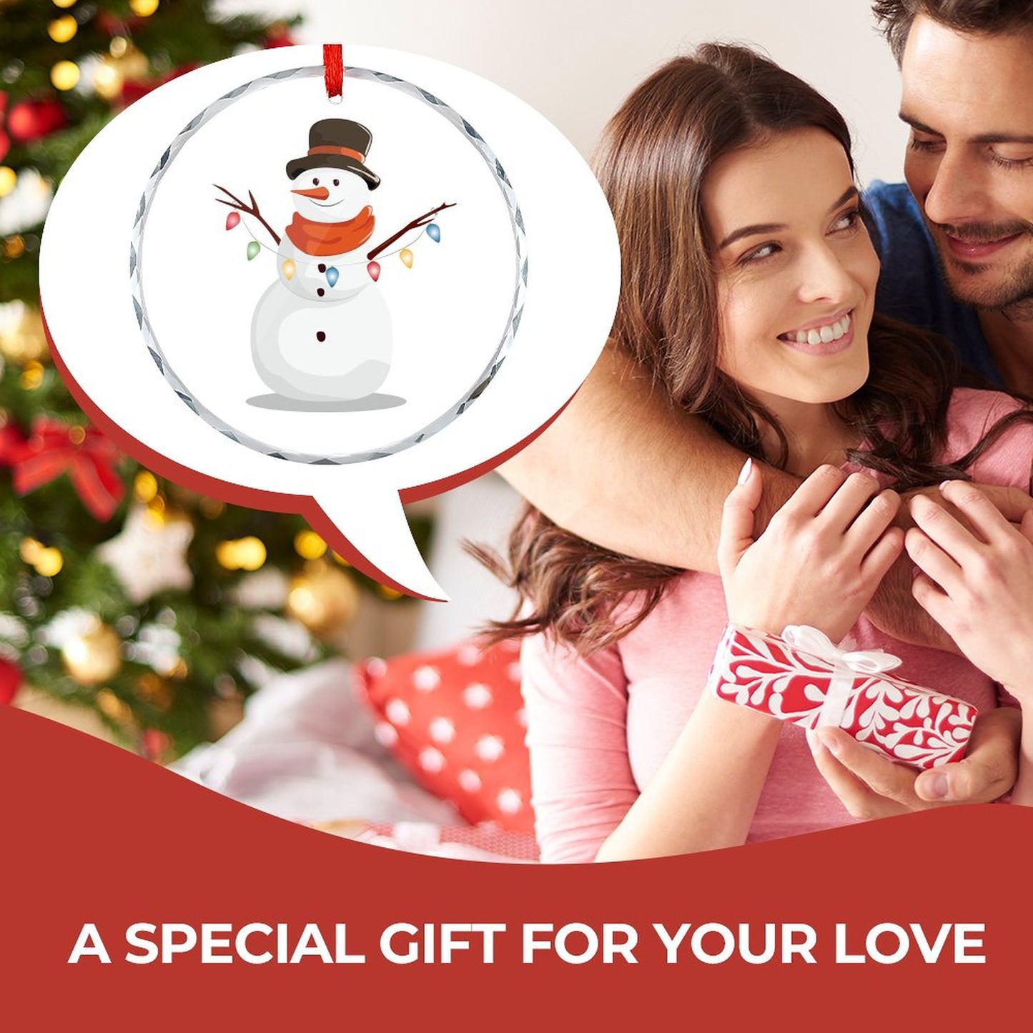 Glass Circular Ornament Pendant - Snowman