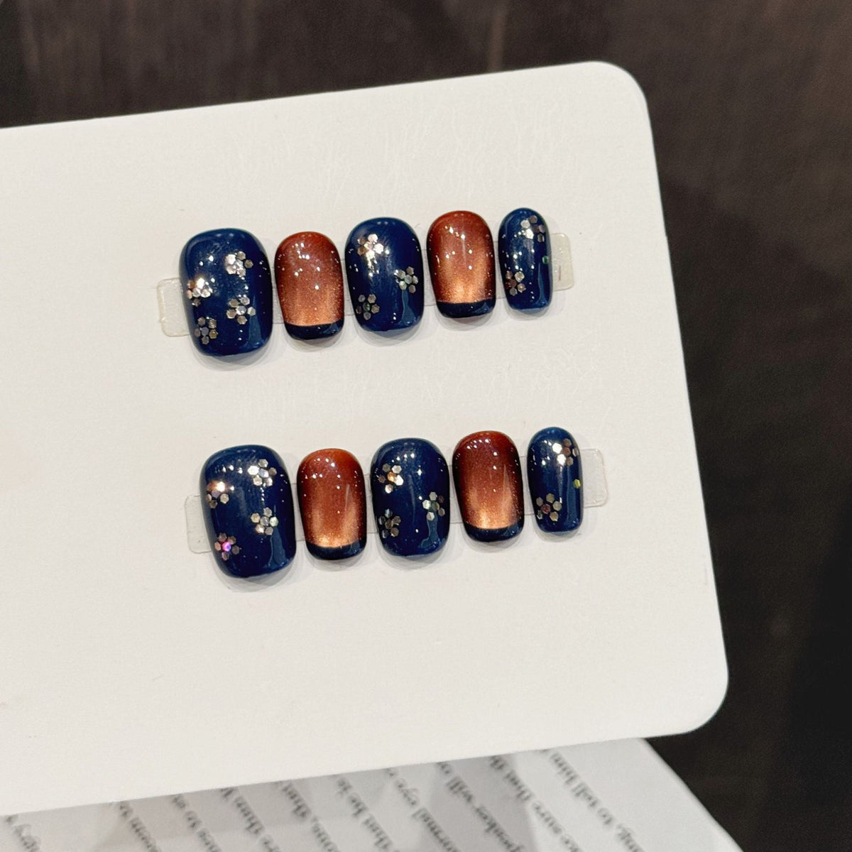 365nails: "Celestial Bloom" – Hand-Painted Floral & Metallic Handmade Short Square Nails