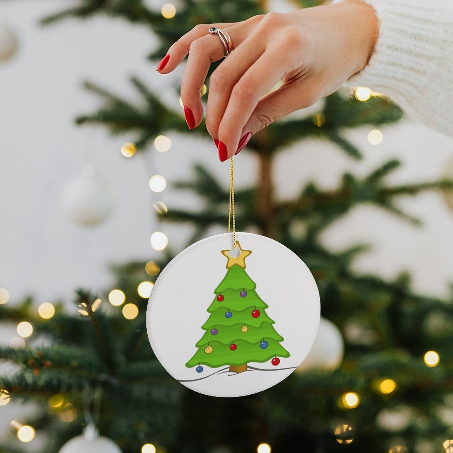 Round Ceramic Christmas Ornament (Matte Surface)