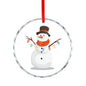 Glass Circular Ornament Pendant - Snowman