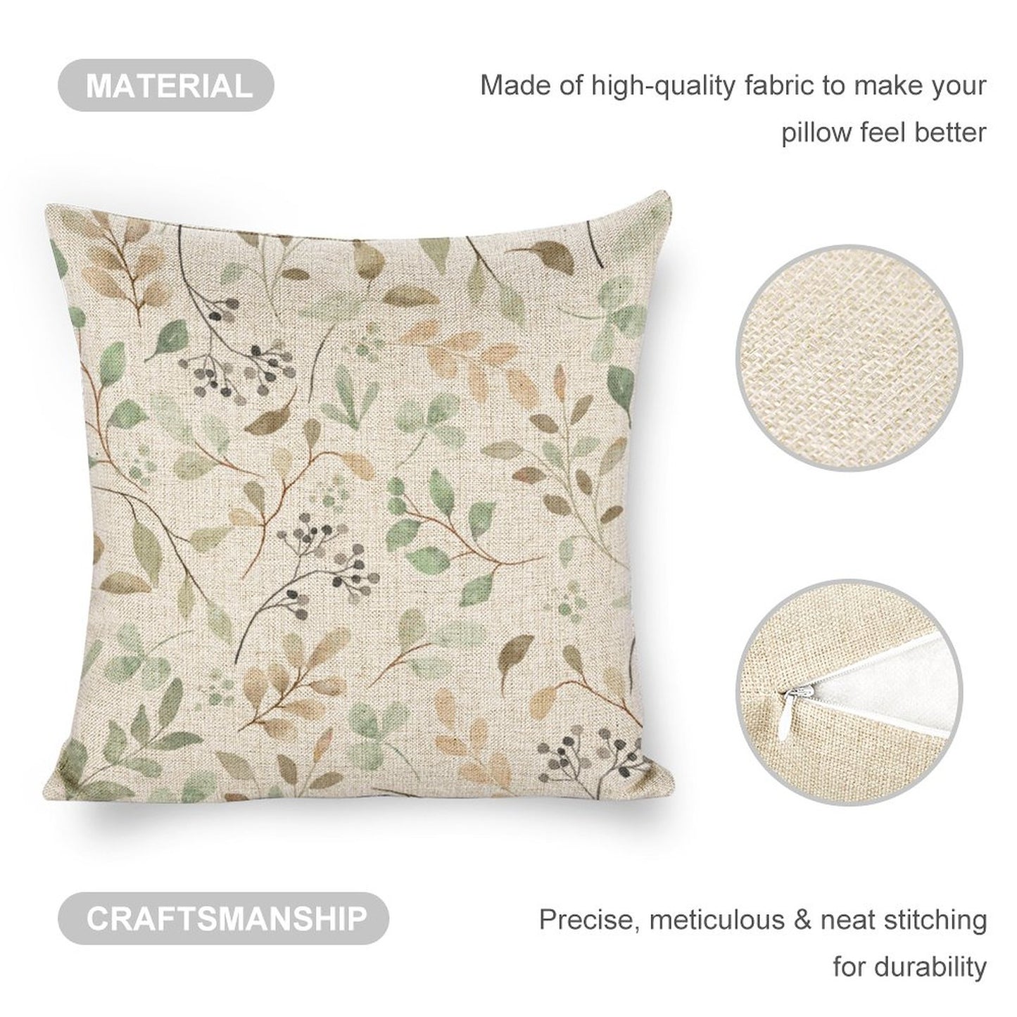 Personalized Photo Pillowcases (Pillow Excluded) (Dual-sided Printing) - leaves and vines