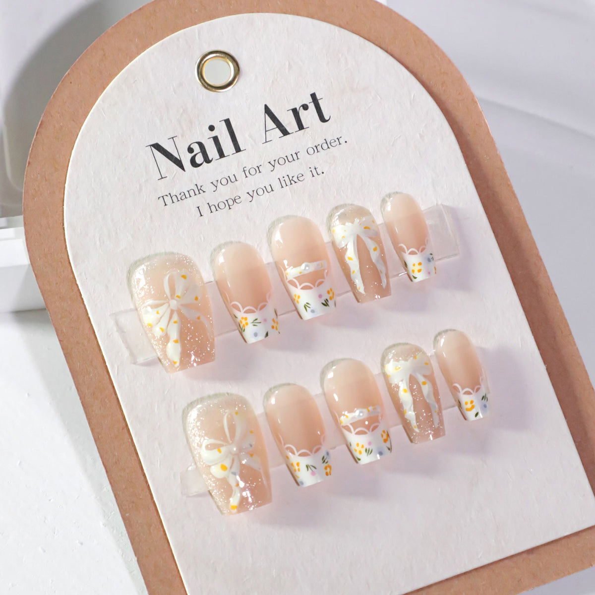 3D bow manicure short ballet wearable cat eye hot-selling wearable 365nails – Image 3