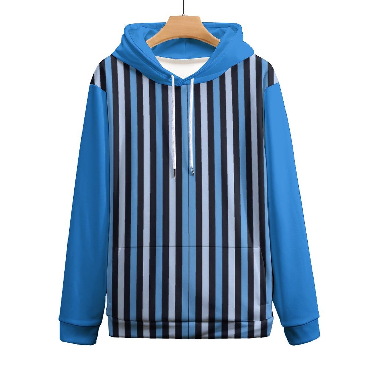Men's Cool Hoodie with Double-layer Cap Blue Stripes