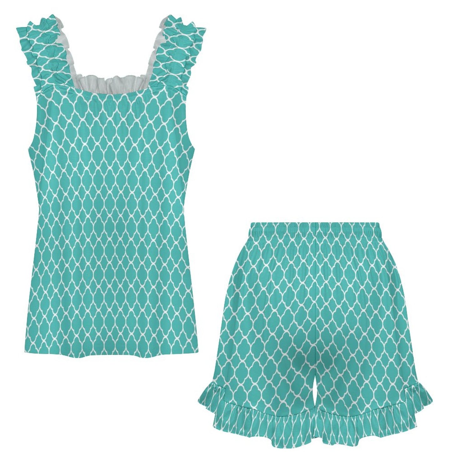 Ruffled Pajama Set  Teal