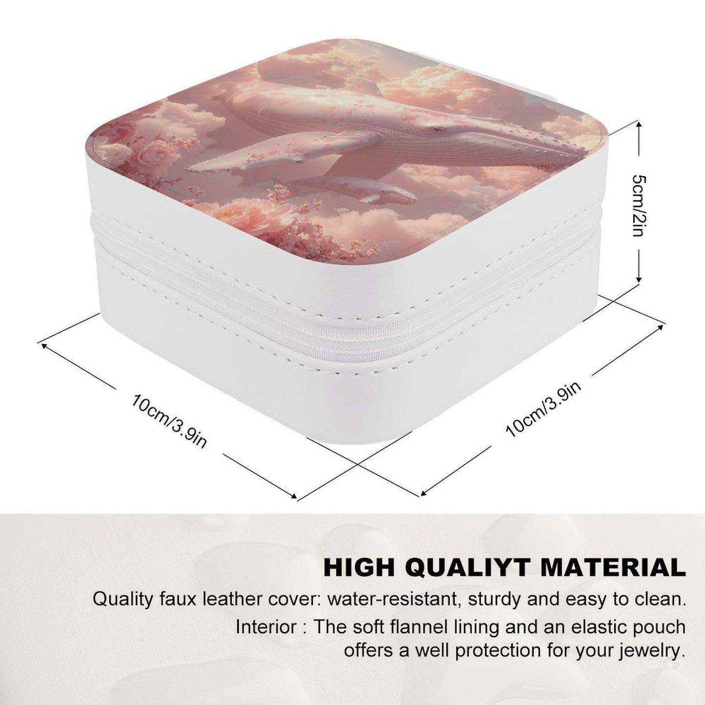 PU Portable Travel Jewellery Box - Pink Whale