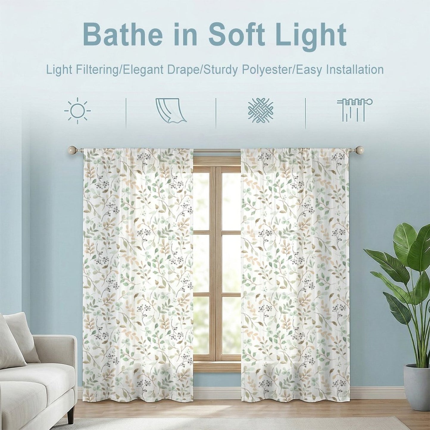 Sheer Curtain Botanical