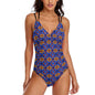 Women's One Piece Swimsuit Tummy Control V Neck Swimwear LT3154 (All-Over Printing)