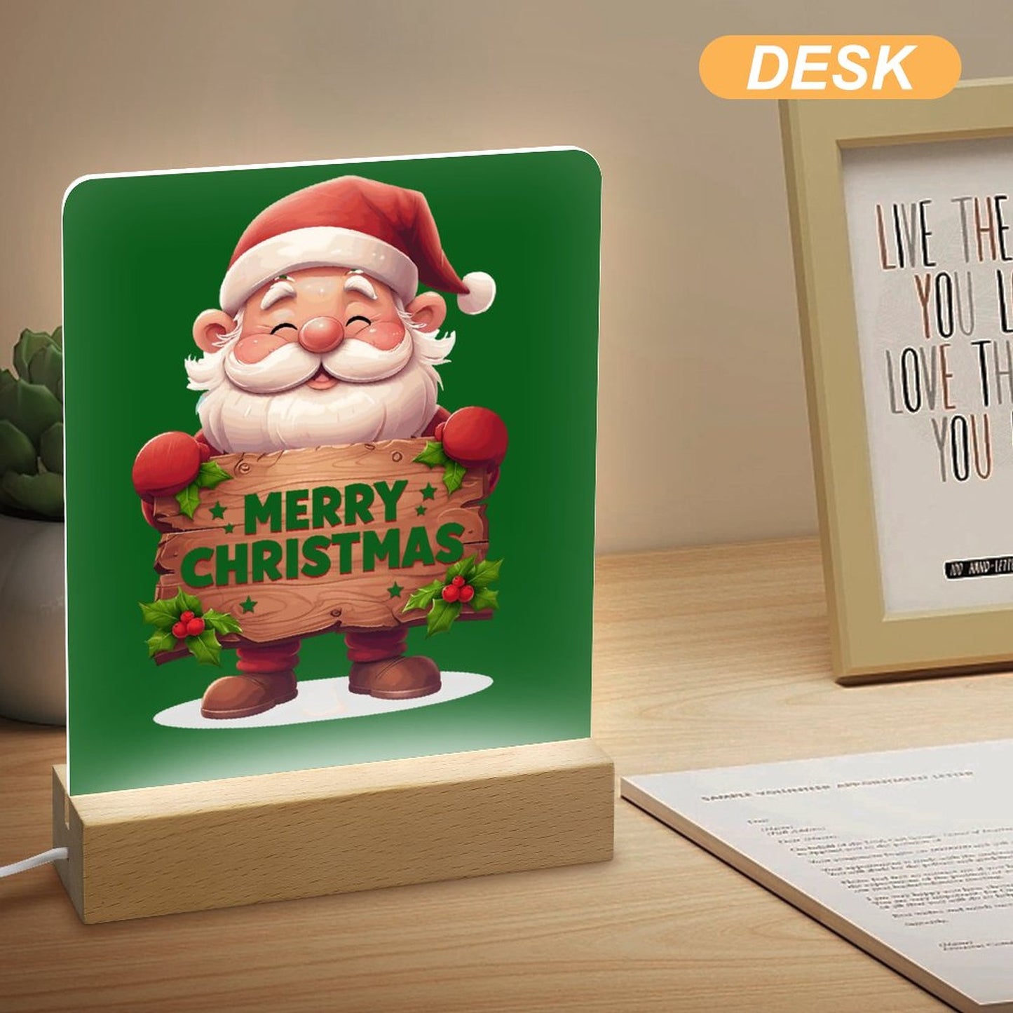 Acrylic Photo Night Light with Wooden Base