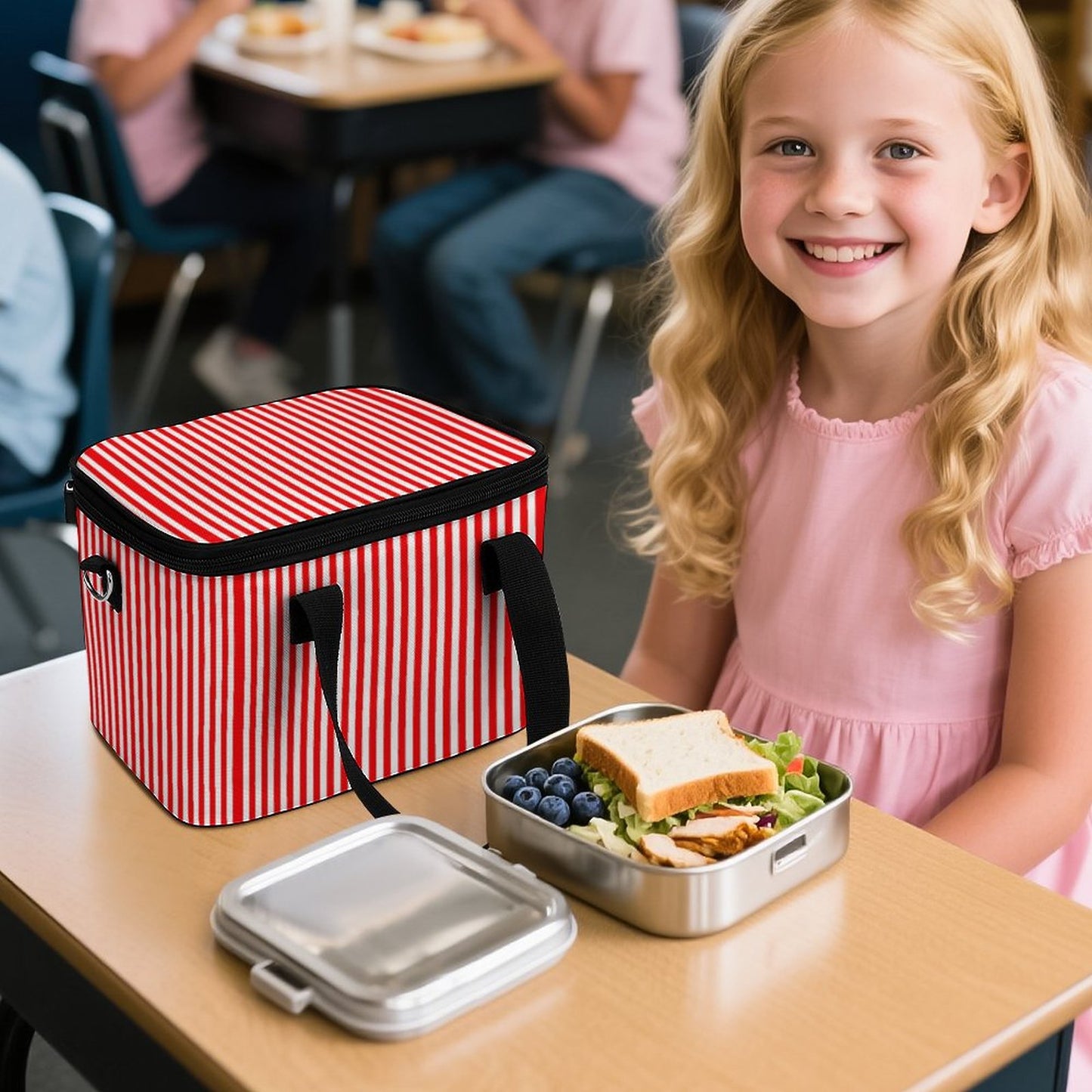 Portable Cooler/lunch bag  - Red and white