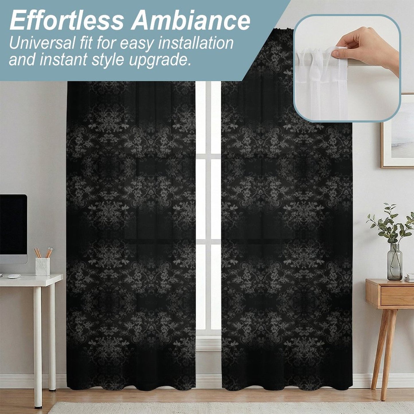 Sheer Curtain Black
