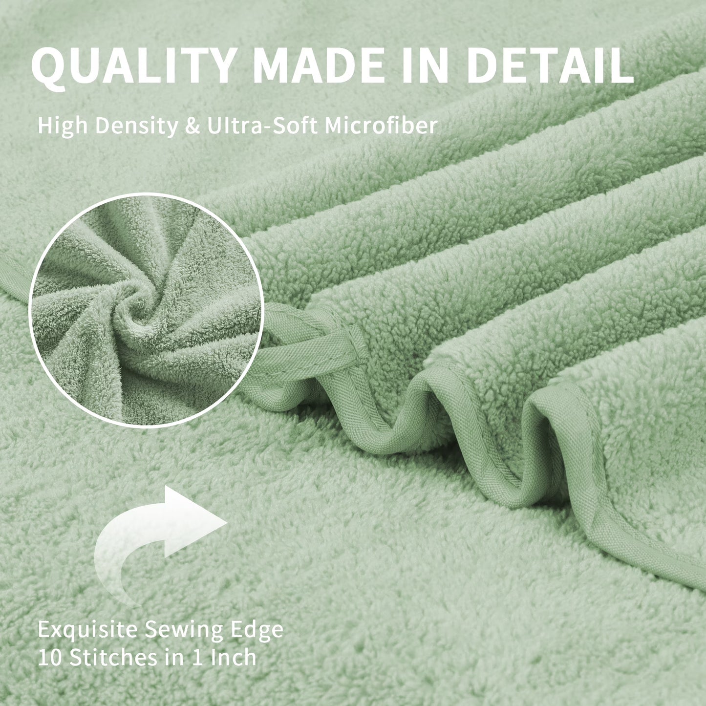 Jessy Home 8 Piece Home Collection Ultra Soft Cozy Towels 700 GSM Light Green Plush Towel Set