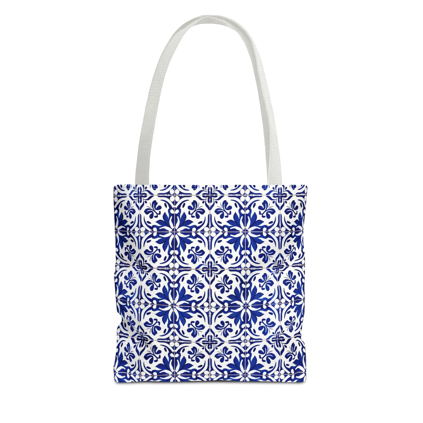 Blue Moroccan Tile Tote Bag - All-Over Print Patterned Market Tote