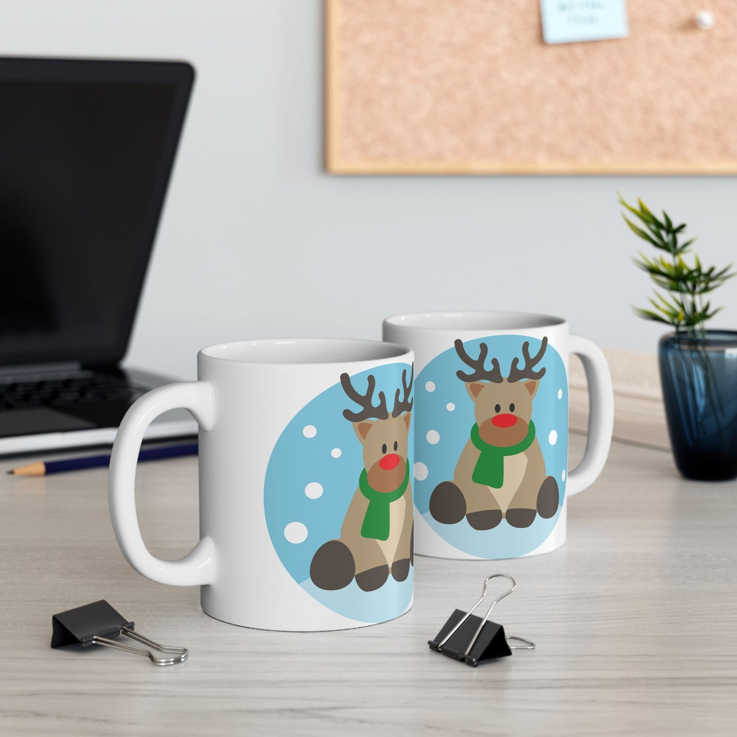 Christmas Reindeer Ceramic Mug — Cute Holiday Coffee Cup (11oz & 15oz)
