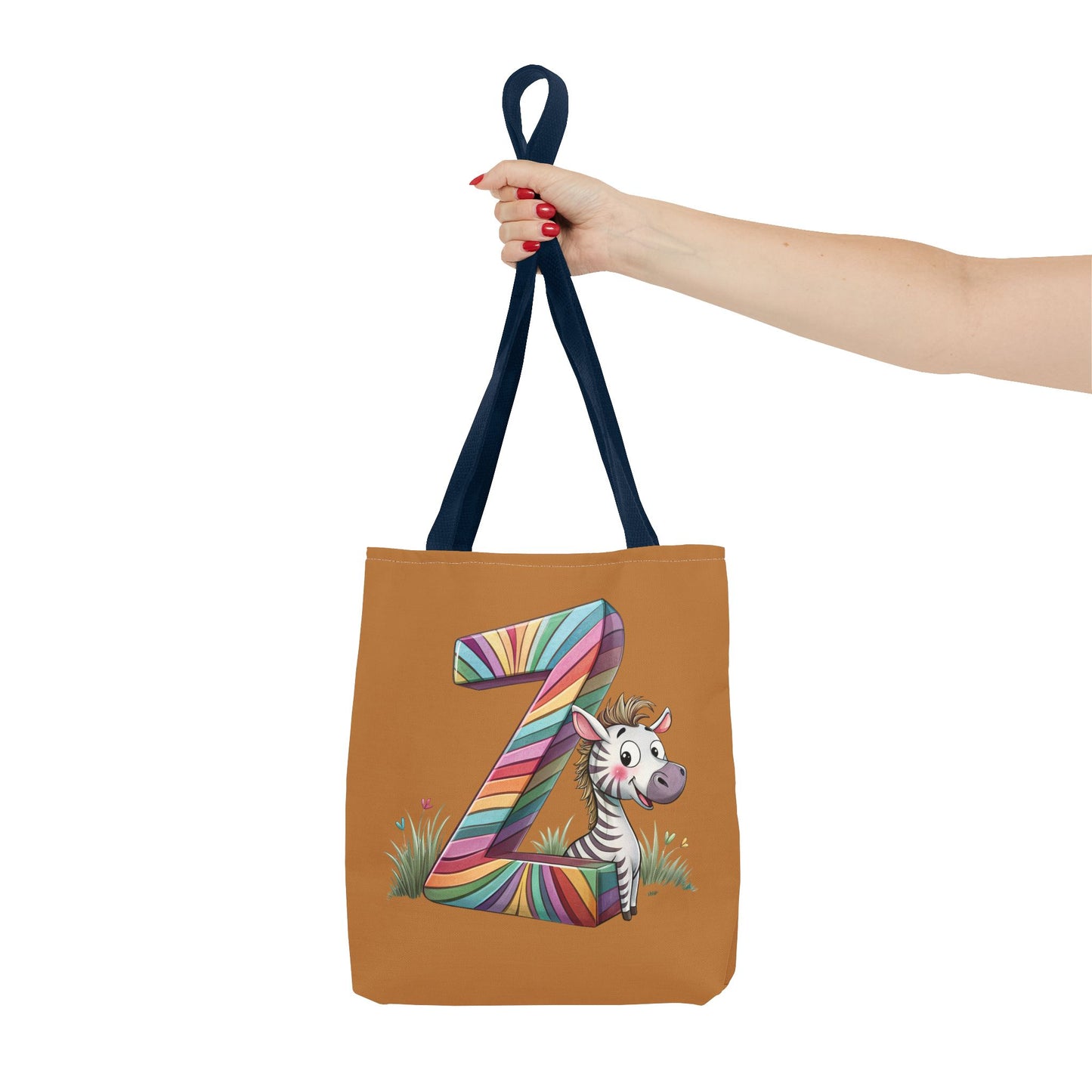 Colorful Zebra Initial Tote Bag, Kids' Backpack, Fun Reusable Shopping Bag, Cute Gift for Animal Lovers, Eco-Friendly, Alphabet Design