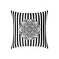 Boho Black & White Striped Mandala Pillow - Square Decorative Throw Cushion