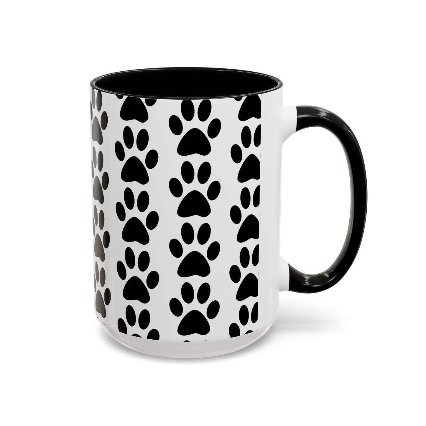 Paw Print Accent Coffee Mug - Dog Lover Gift, Black and White Pet Mug, Cute Animal Decor, Personalized Pet Owner Present, Coffee Tea Cup