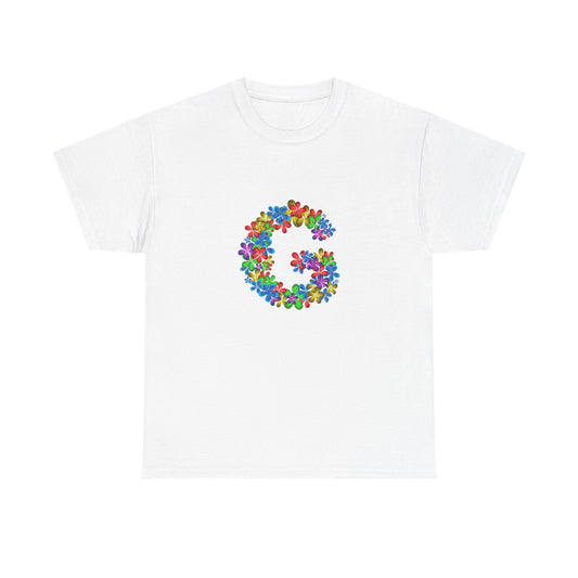 Floral Initial Unisex Tee - Personalized Gift, Casual Summer Wear, Birthday Present, Eco-Friendly Tee, Customizable Clothing