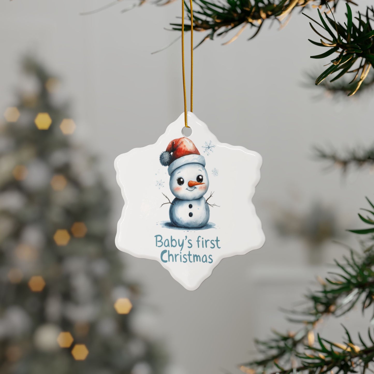 Baby's First Christmas Ceramic Ornaments, Custom Holiday Decor, Perfect for Gifts, Winter Memories, Keepsake Ornaments, Snowman Ornaments
