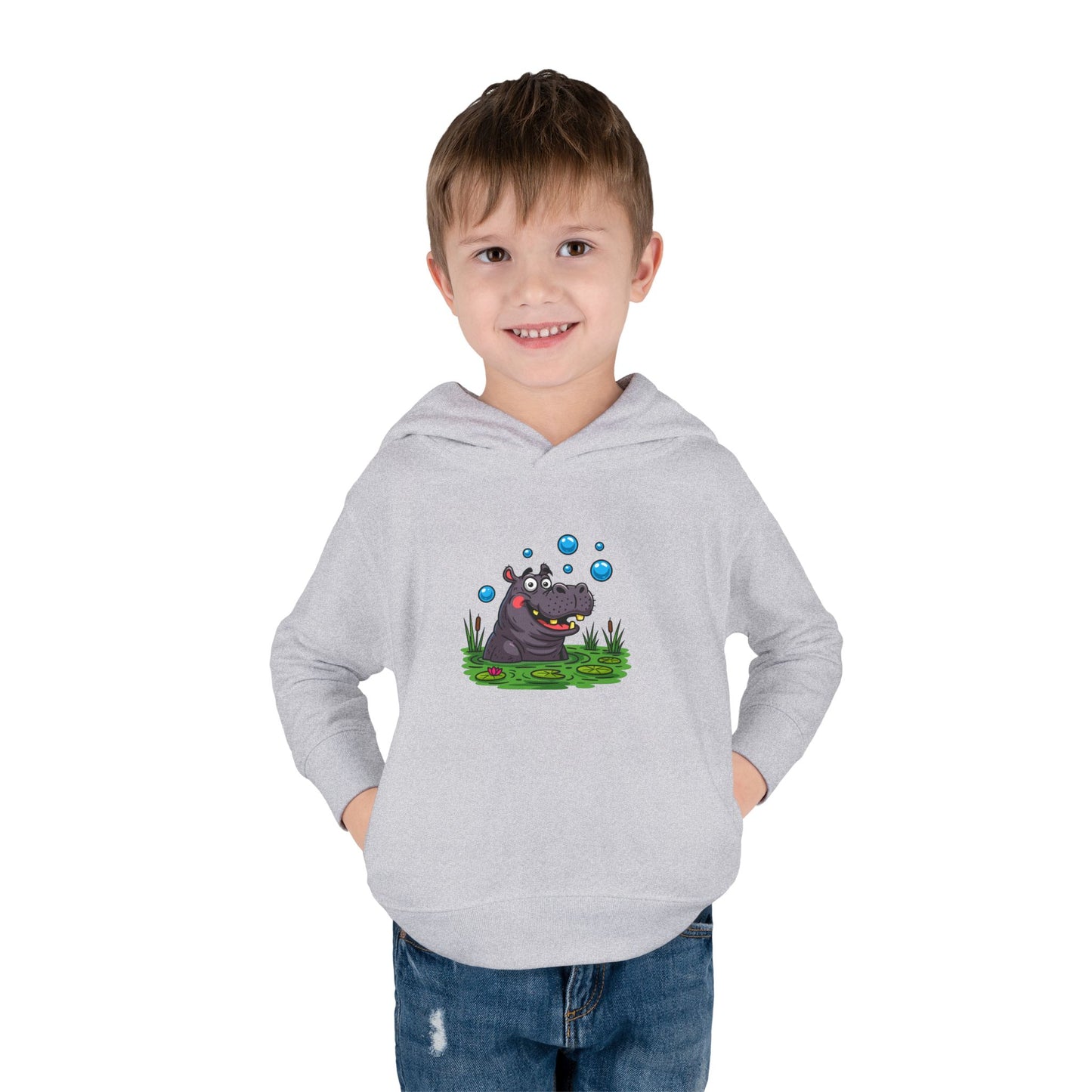Adorable Hippo Fleece Hoodie, Toddler Hoodie, Kids Pullover, Animal Sweatshirt, Cute Baby Gift, Cozy Toddler Wear