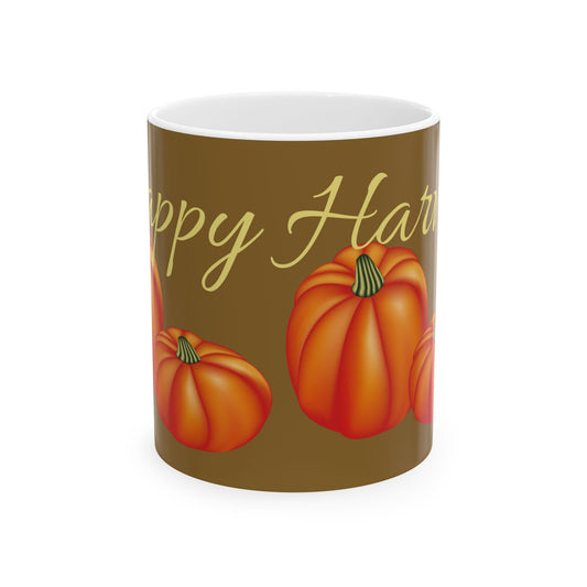 Halloween Pumpkin Ceramic Mug - Happy Harvest, Fall Coffee Cup, Autumn Drinkware, Seasonal Gift, Cozy Home Decor