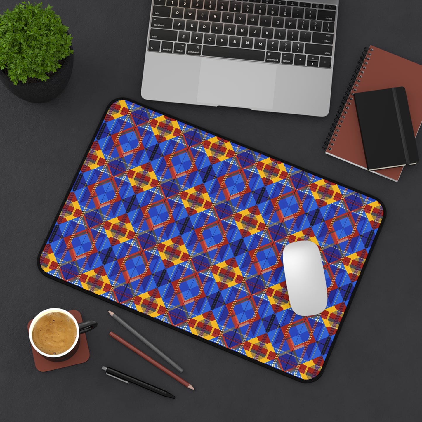 Colorful Geometric Desk Mat - Stylish Work & Gaming Surface