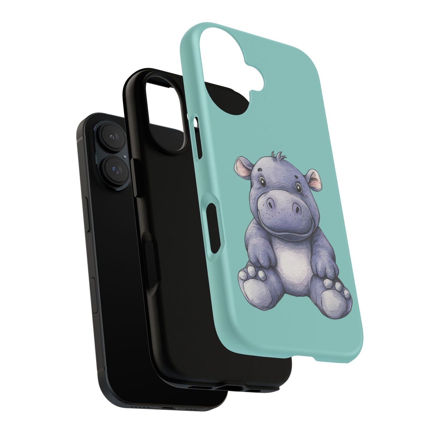 Cute Hippo Phone Case, Tough Phone Cover, Fun Animal Case, Gift for Kids, Cute Decor, Birthday Present