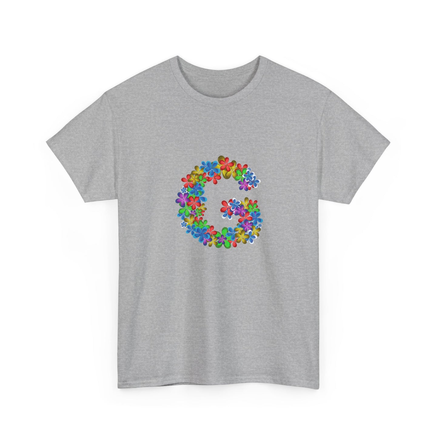 Floral Initial Unisex Tee - Personalized Gift, Casual Summer Wear, Birthday Present, Eco-Friendly Tee, Customizable Clothing