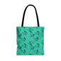 Turquoise Floral Swirl Tote Bag – All-Over Print Stylish Shopping Bag