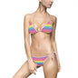 Vibrant Rainbow Bikini Swimsuit, Colorful Swimwear for Beach Vacations, Pool Parties, Summer Festivals, LGBTQ Pride Events, AOP Design
