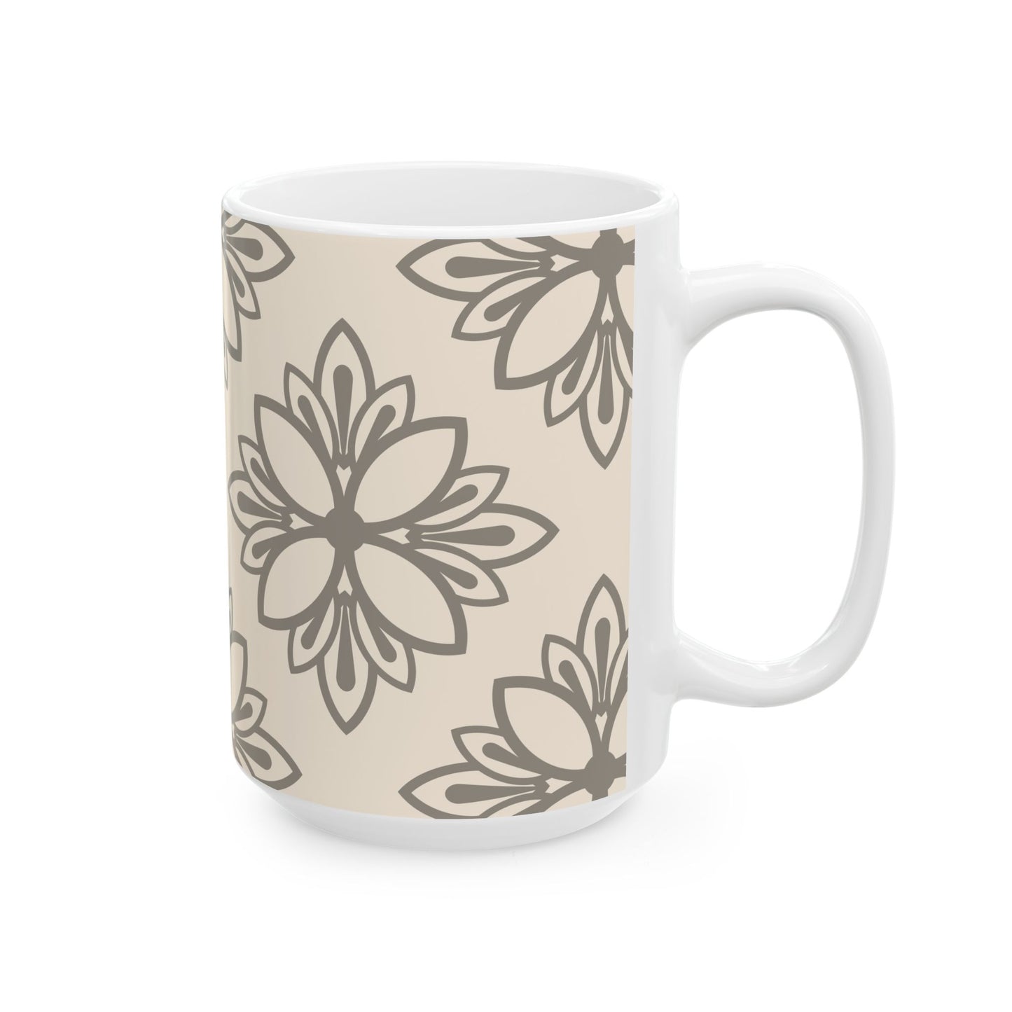 Boho Floral Ceramic Mug, Stylish Coffee Cup, Unique Gift for Her, Cozy Vibes, Home Decor, Tea Lovers, Kitchen Essential