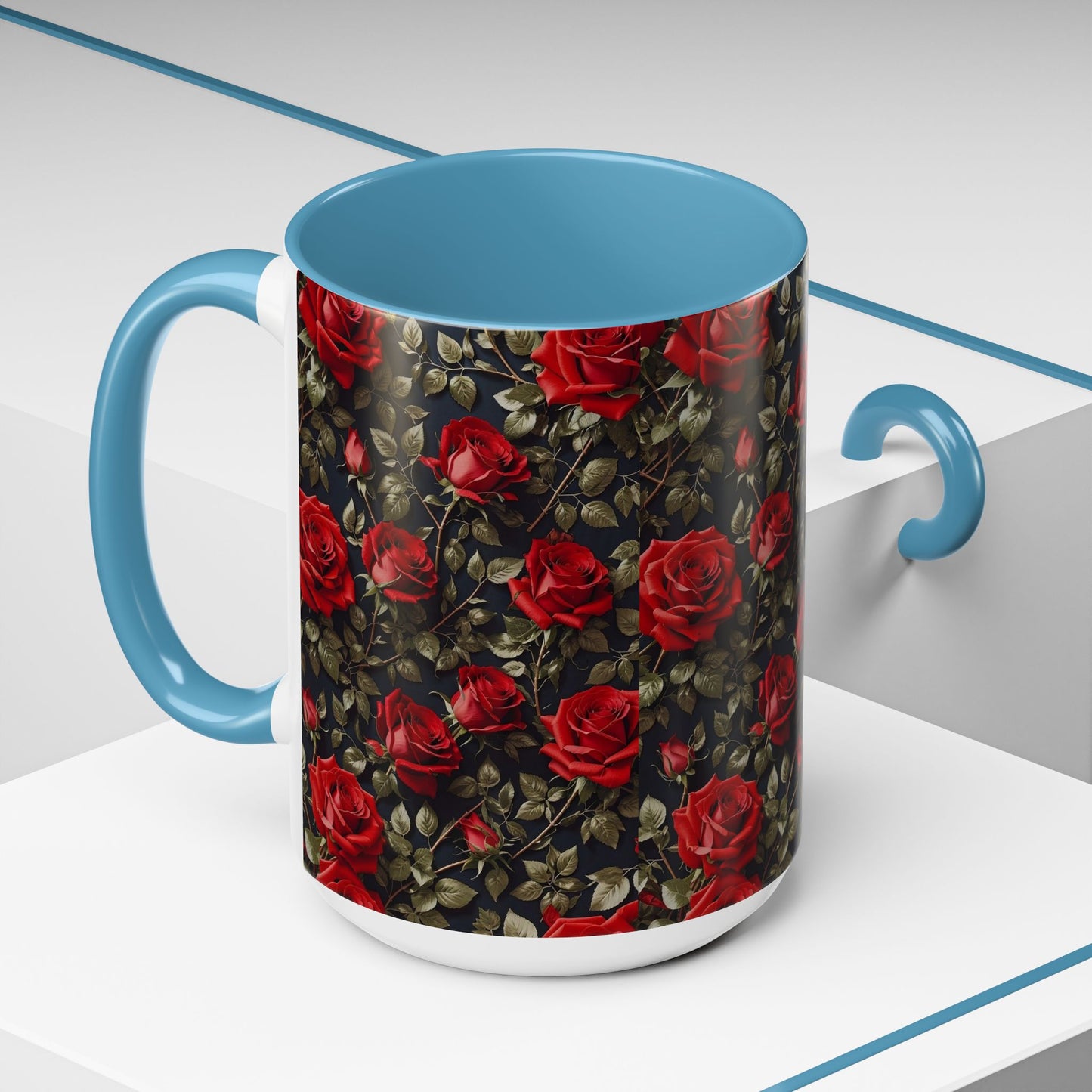 Elegant Floral Accent Coffee Mug - Black Rose Design, Gift for Her, Home Decor, Coffee Lovers, Mother's Day, Birthday
