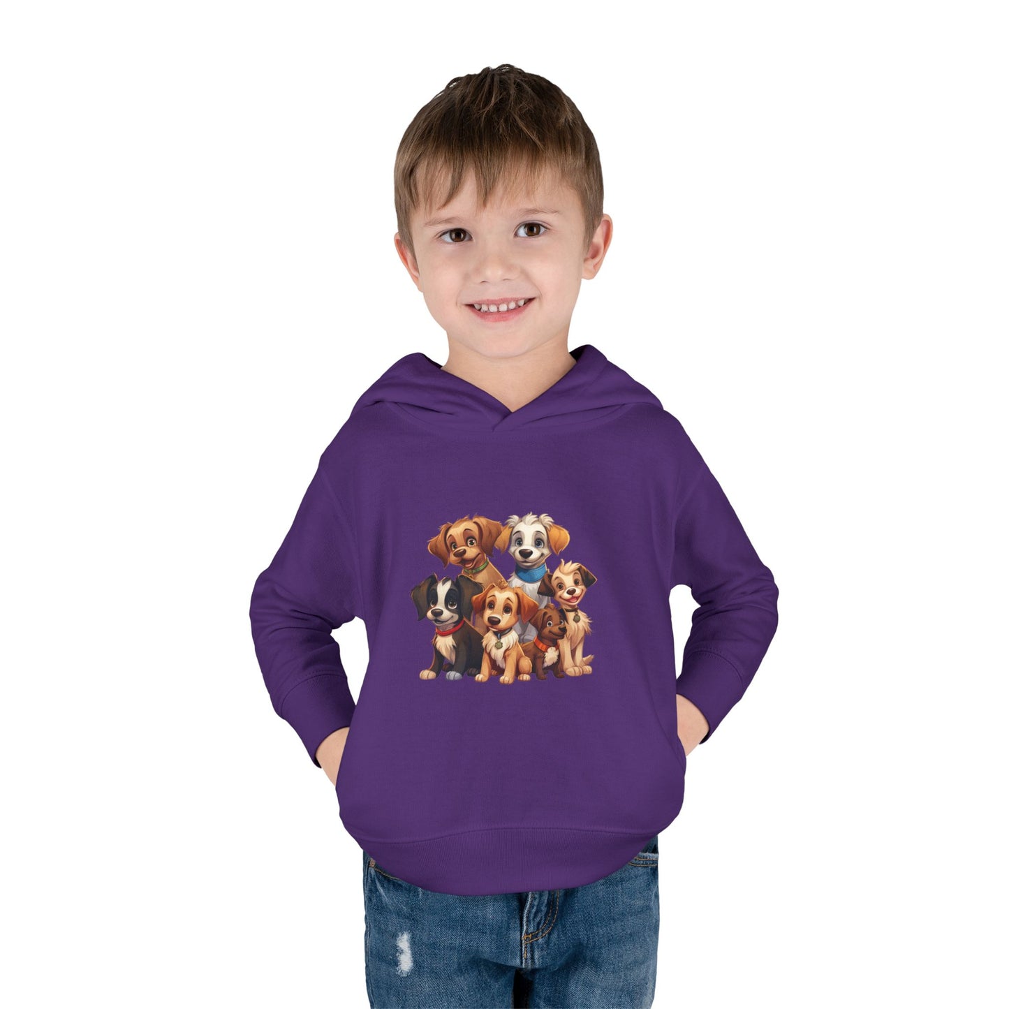 Adorable Puppy Print Toddler Hoodie, Cute Kids Fleece Pullover, Dog Lover Gift, Warm Hoodie for Boys & Girls, Pet Themed Clothes